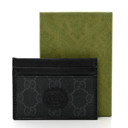 Gucci GG Supreme Monogram Textured Dollar Calfskin Retro Interlocking G Card Holder Black 3 of 7