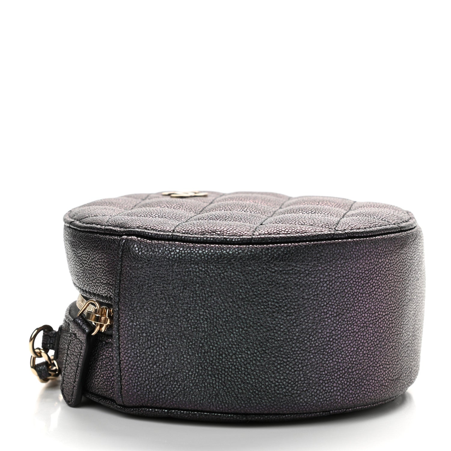 Chanel Iridescent Caviar Quilted Round Clutch With Chain Black 4 of 14