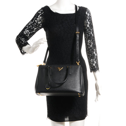Prada Saffiano Lux Small Double Zip Tote Nero Black 2 of 11