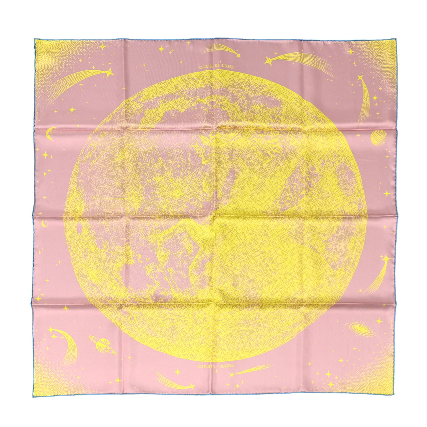 Silk Double Face Clair De Lune Scarf 90 Vieux Rose Jaune