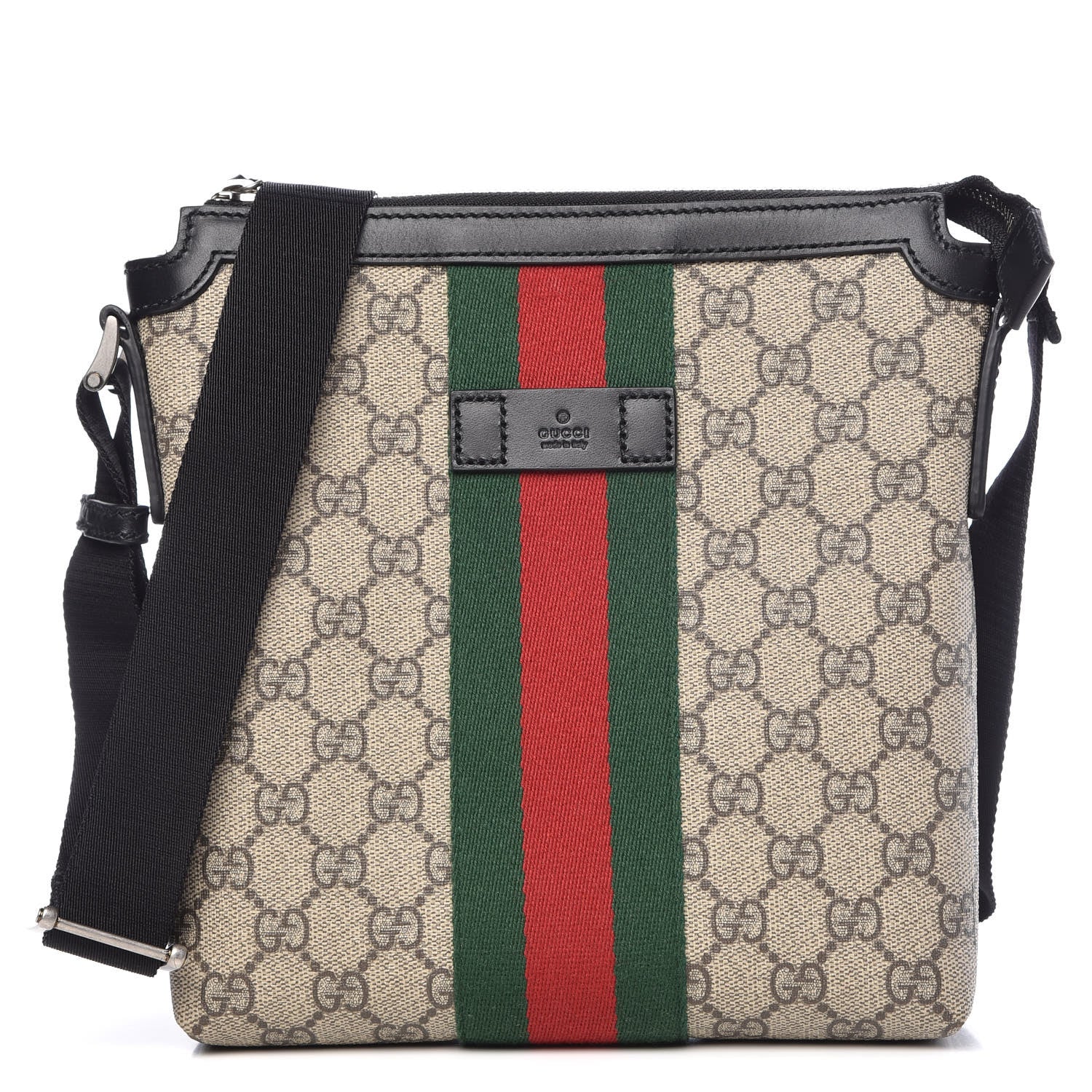 Gucci GG Supreme Monogram Web Messenger Bag Black 1 of 9