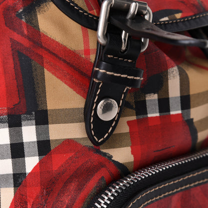 Burberry Vintage Check Graffiti Print Medium Rucksack Backpack Antique Yellow Red 11 of 12