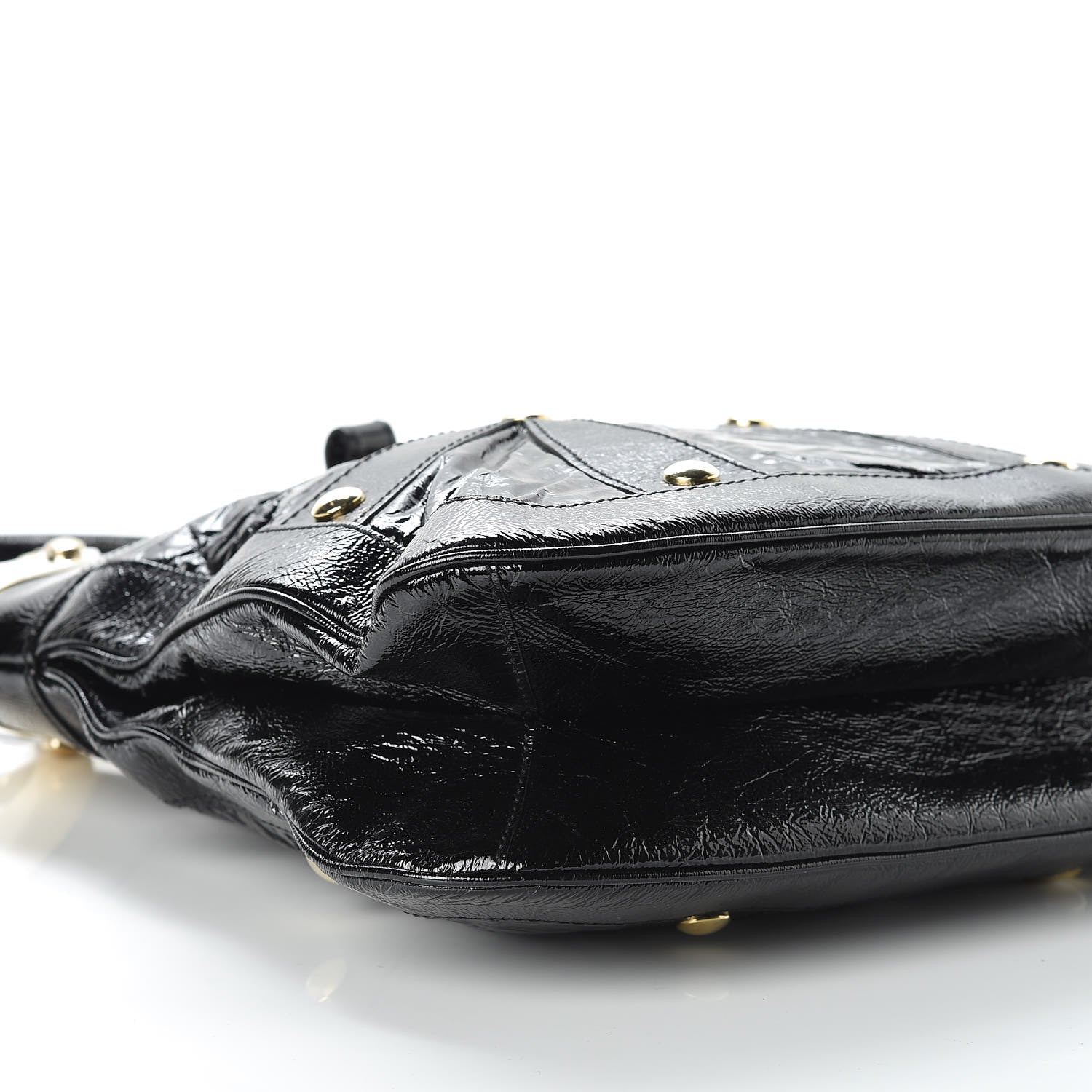 Versace Patent Studded Shoulder Bag Black 7 of 8