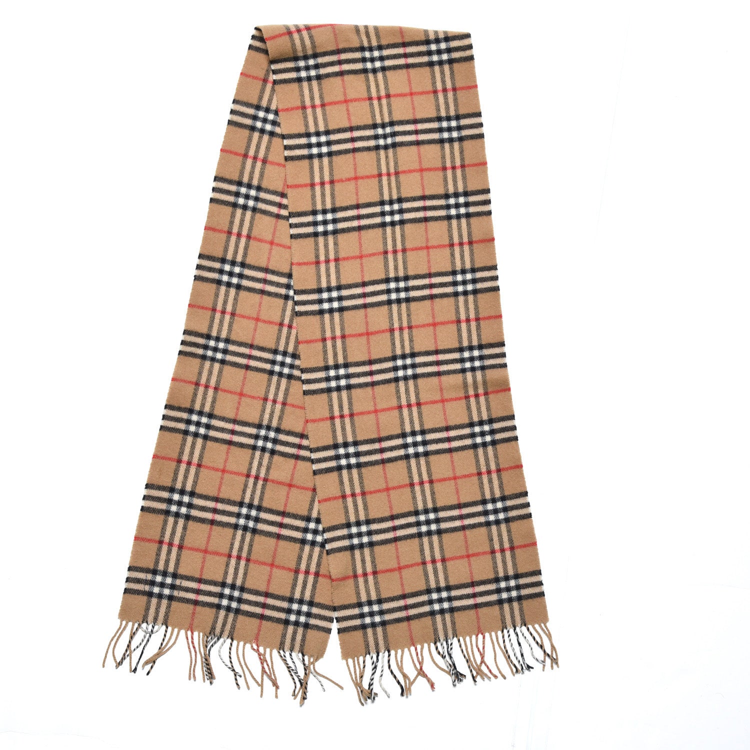 Burberry Lambswool Check Fringe Scarf Camel 3 of 5
