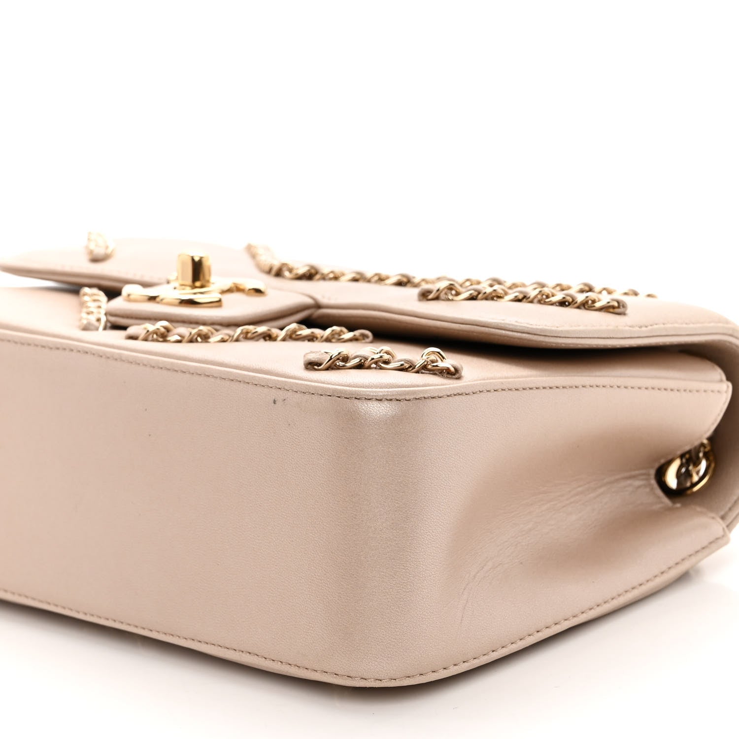 Chanel Metallic Lambskin Small CC Chain Flap Light Gold 10 of 12