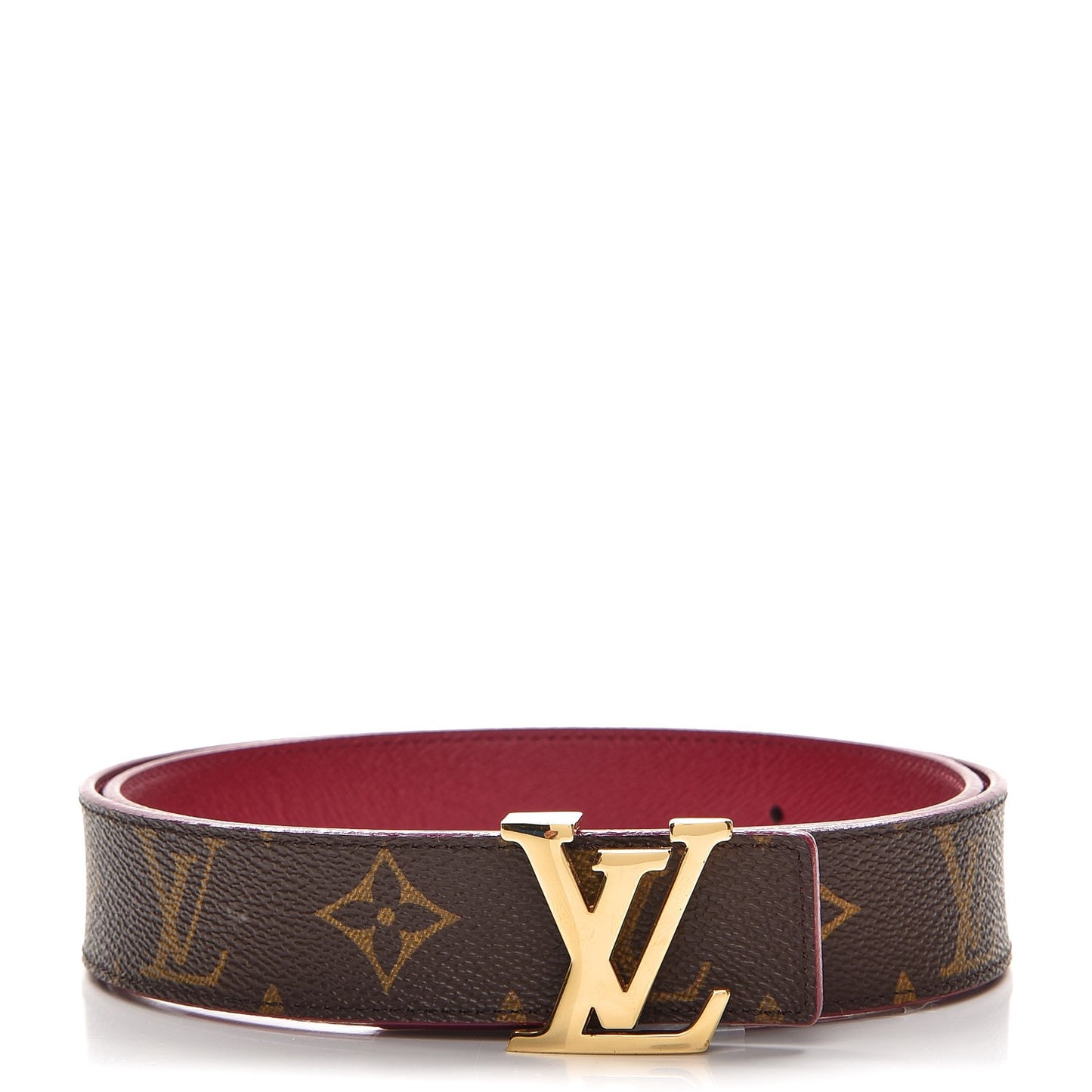 Calfskin Monogram 30mm LV Initiales Reversible Belt 80 32 Fuschia