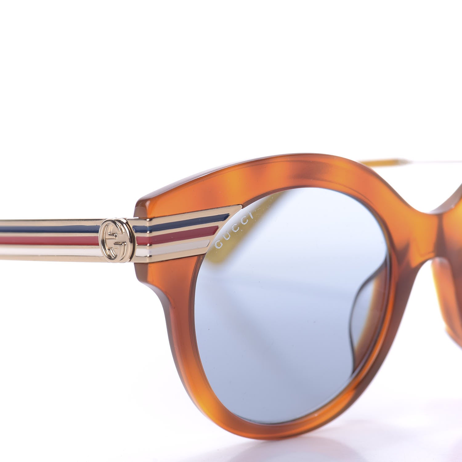 Gucci Acetate Round Frame Web Sunglasses GG0282SA Tortoise 10 of 11