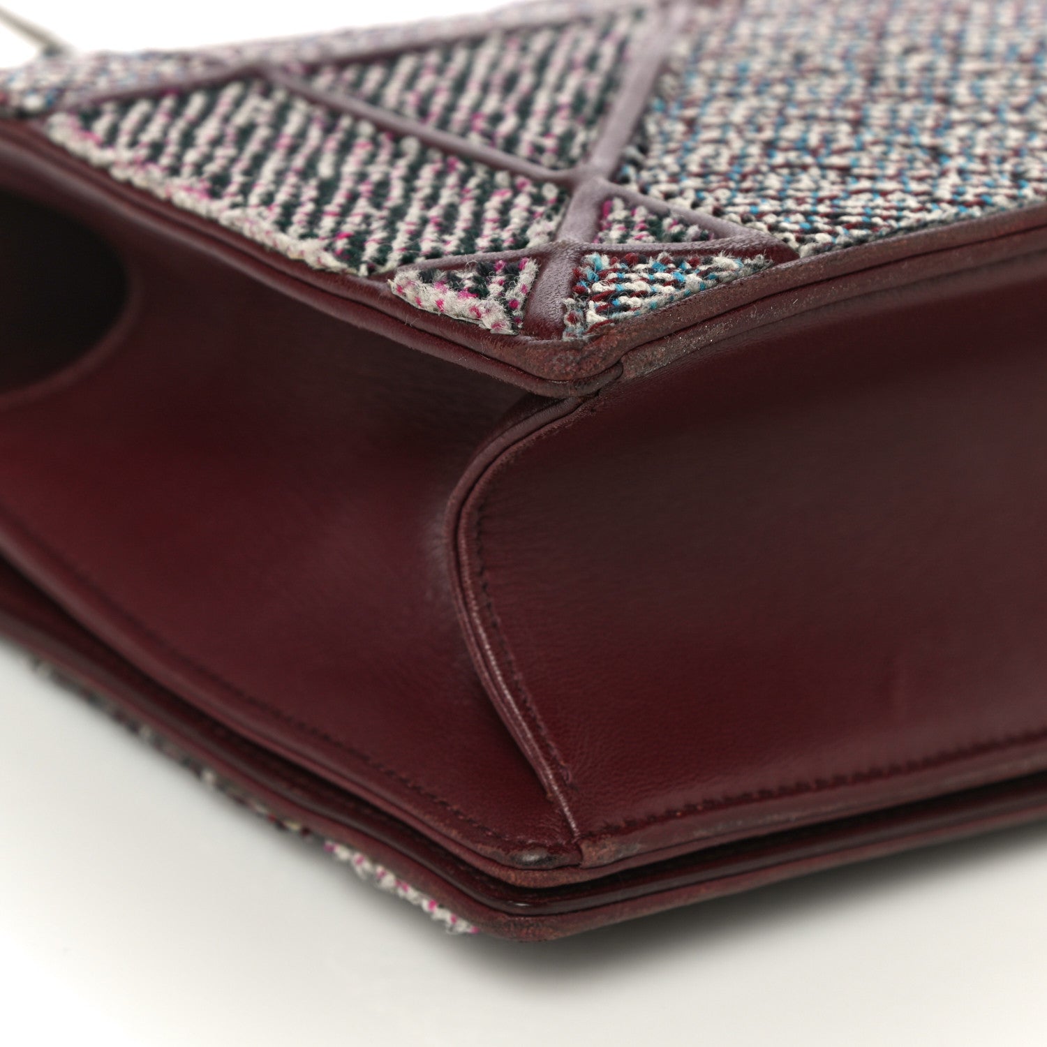 Christian Dior Tweed Calfskin Medium Diorama Flap Bag Burgundy Multicolor 10 of 32