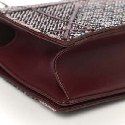 Christian Dior Tweed Calfskin Medium Diorama Flap Bag Burgundy Multicolor 10 of 32