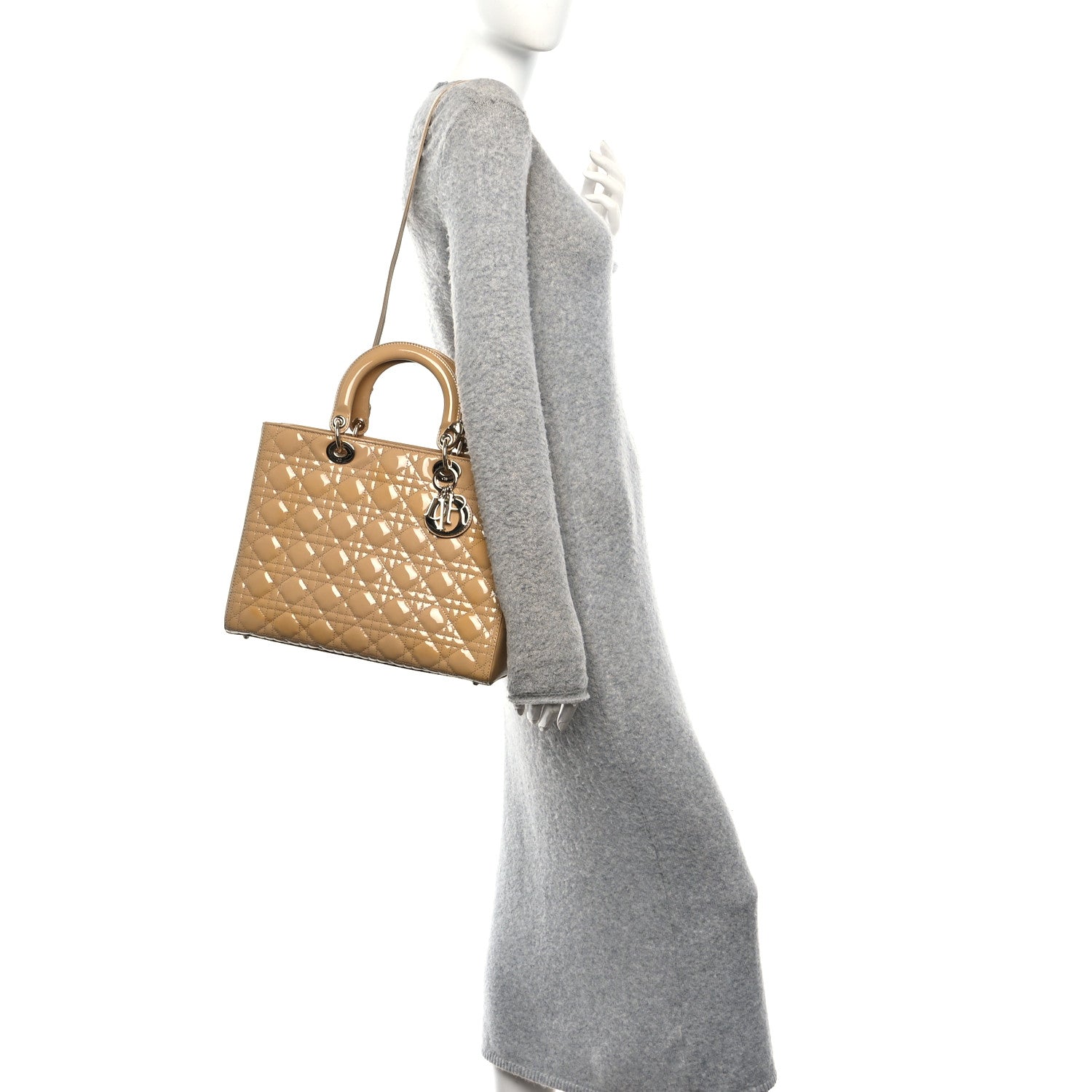 Christian Dior Patent Cannage Large Lady Dior Beige 2 of 11