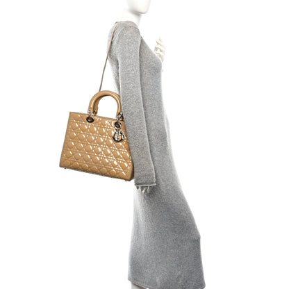 Christian Dior Patent Cannage Large Lady Dior Beige 2 of 11