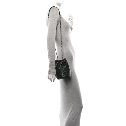 Chanel Lambskin Quilted CC Drawstring Bucket Bag Black 2 of 10