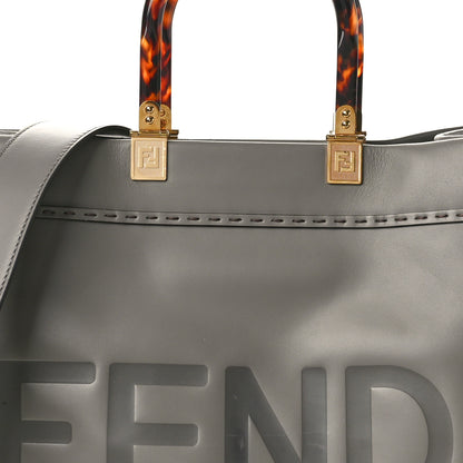 Fendi Vitello King Plexiglass Logo Embossed Medium Fendi Sunshine Shopper Tote Moon 8 of 10