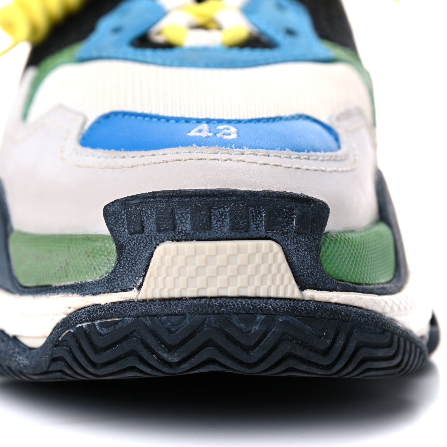 Balenciaga Fabric Mesh Nappa Mens Triple S Sneakers 43 Bleu White Vert Jaune 14 of 17
