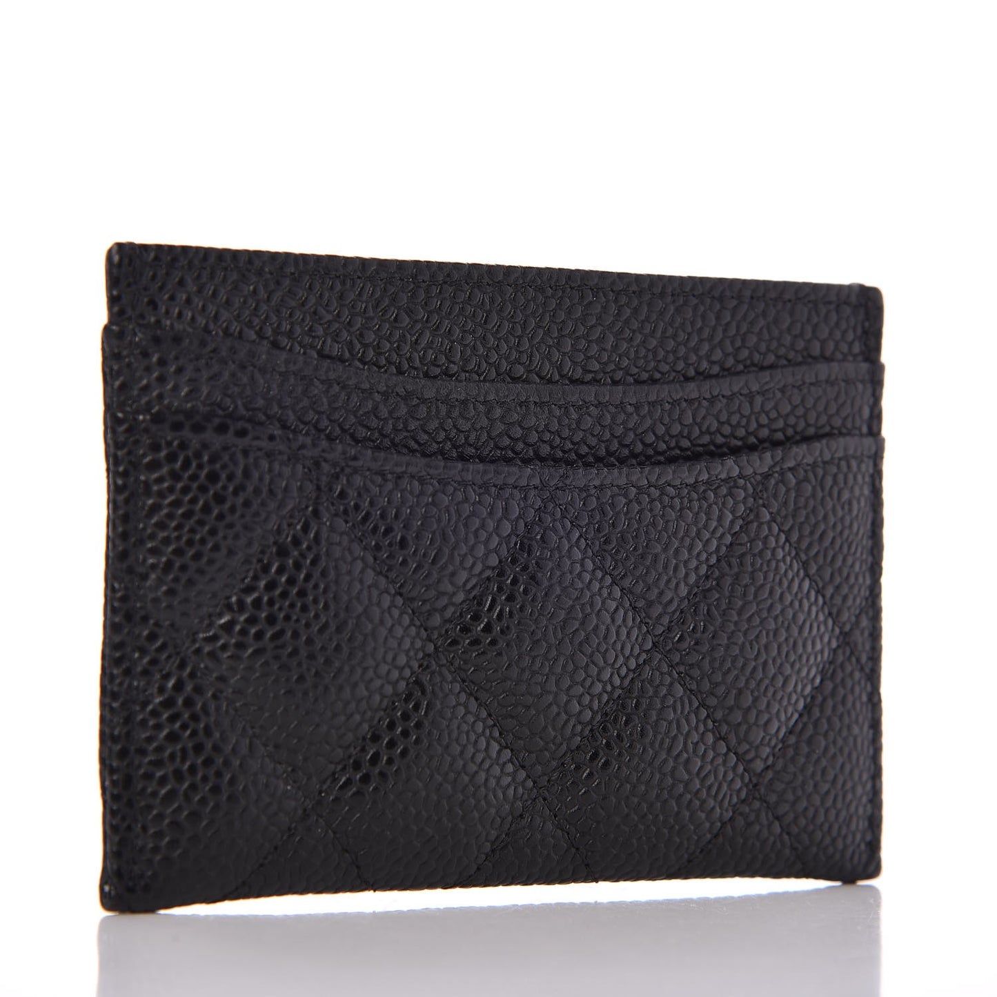 Caviar Quilted Card Holder Black