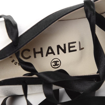 Chanel Satin Cap Toe CC Pumps 39.5 Black 8 of 9