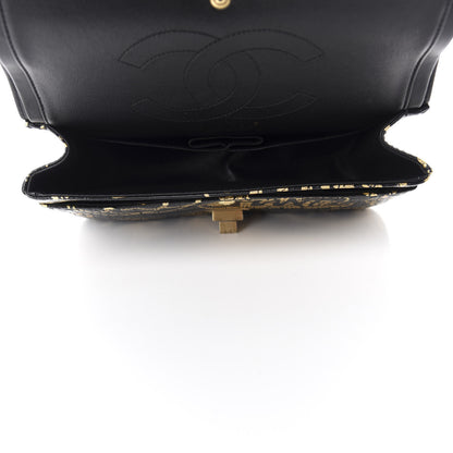 Chanel Calfskin Crocodile Embossed Graffiti 2.55 Cocodile Reissue 225 Flap Black Gold 5 of 12