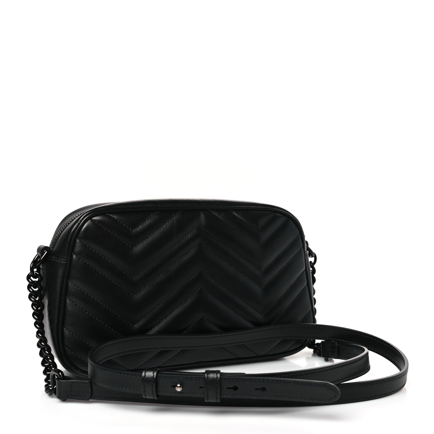 Calfskin Matelasse Monochrome Small GG Marmont Chain Shoulder Bag Black