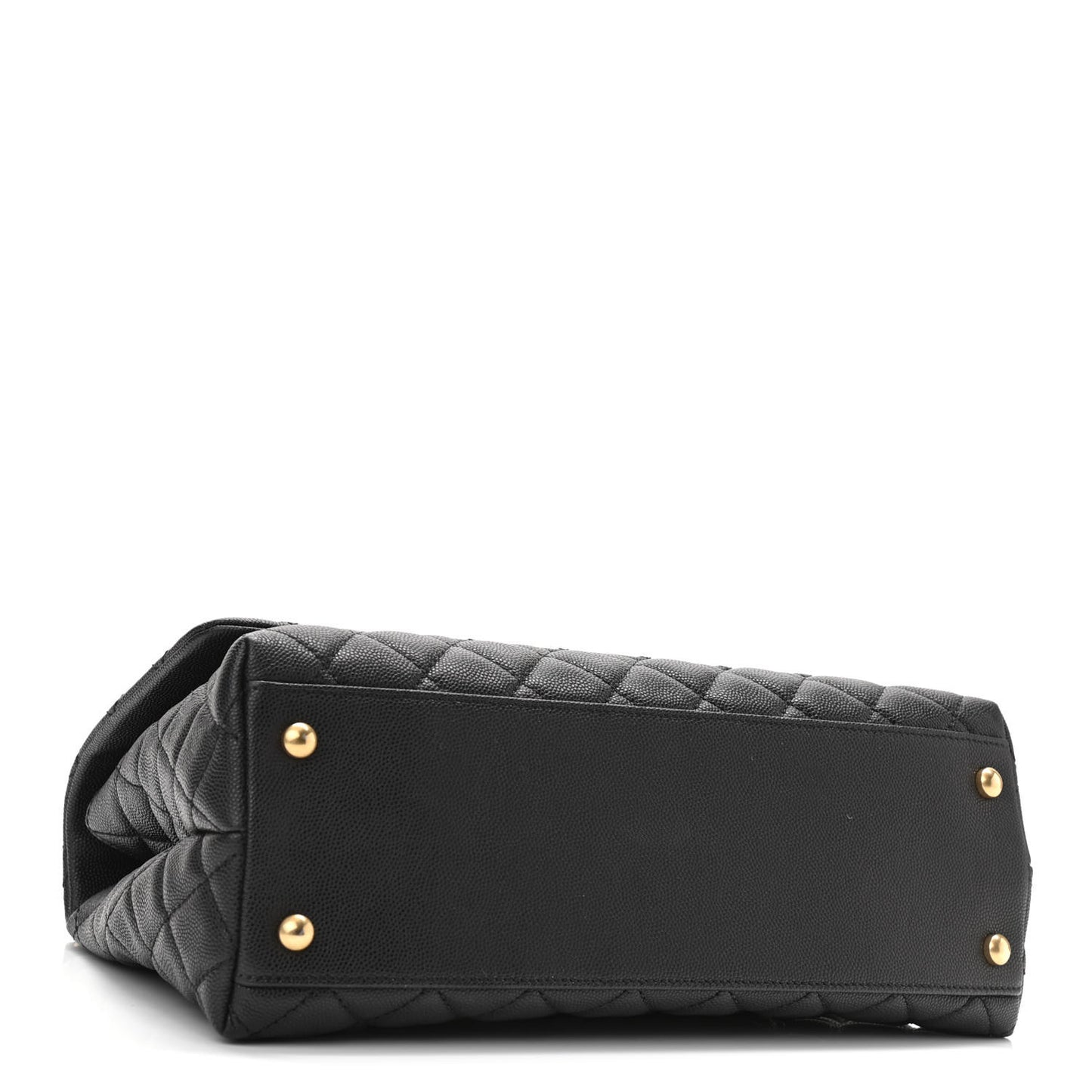 Caviar Lizard Embossed Quilted Small Coco Handle Flap Black