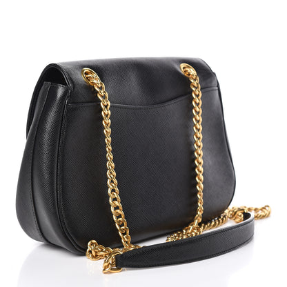 Prada Saffiano Flap Shoulder Bag Black 3 of 10