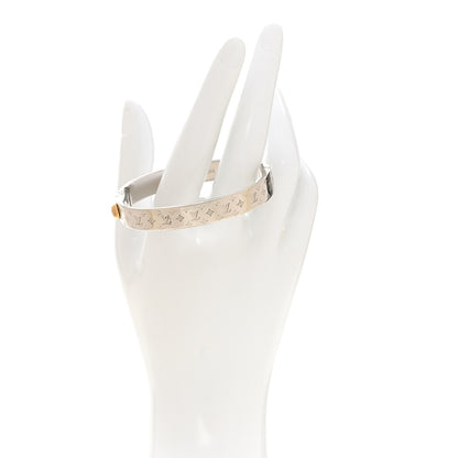 Louis Vuitton Brass Palladium Plated Nanogram Cuff S Silver 2 of 7