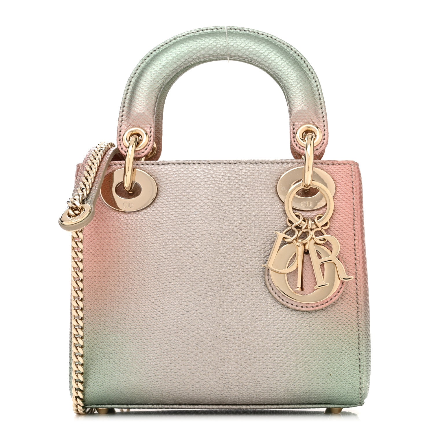 Christian Dior Karung Gradient Mini Lady Dior Pink Green 1 of 11