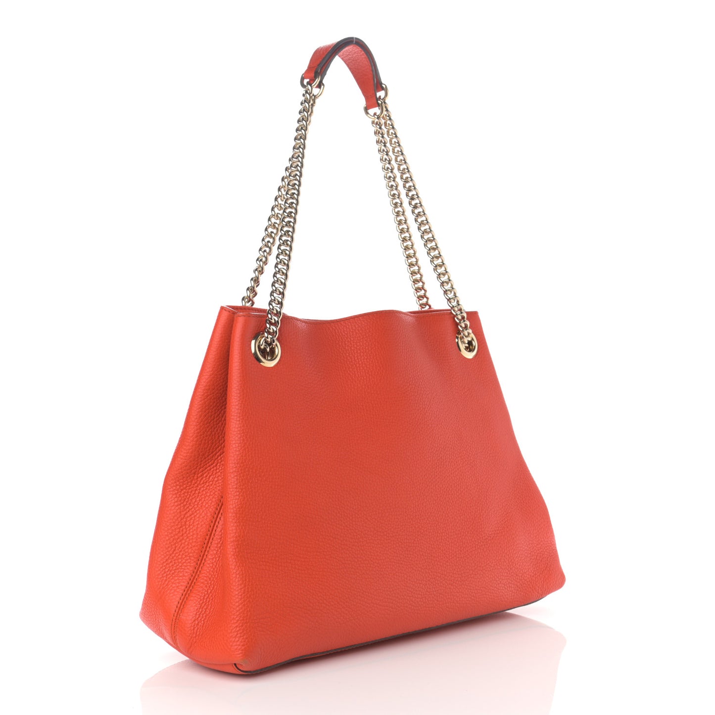 Pebbled Calfskin Medium Soho Chain Shoulder Bag Sun Orange