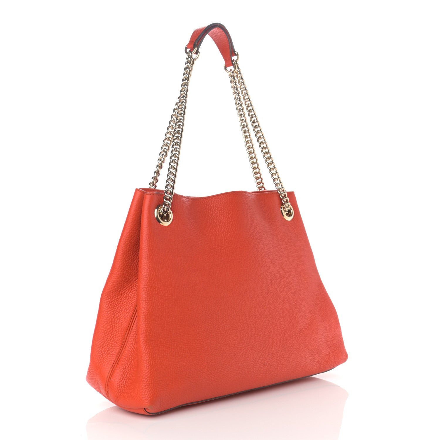 Gucci Pebbled Calfskin Medium Soho Chain Shoulder Bag Sun Orange 3 of 15
