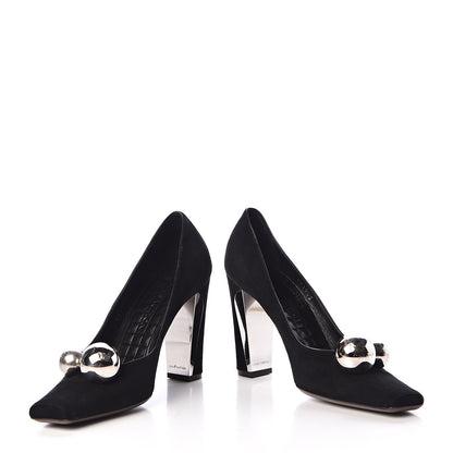 Louis Vuitton Suede Mirrored Ball Pumps 37 Black 6 of 16