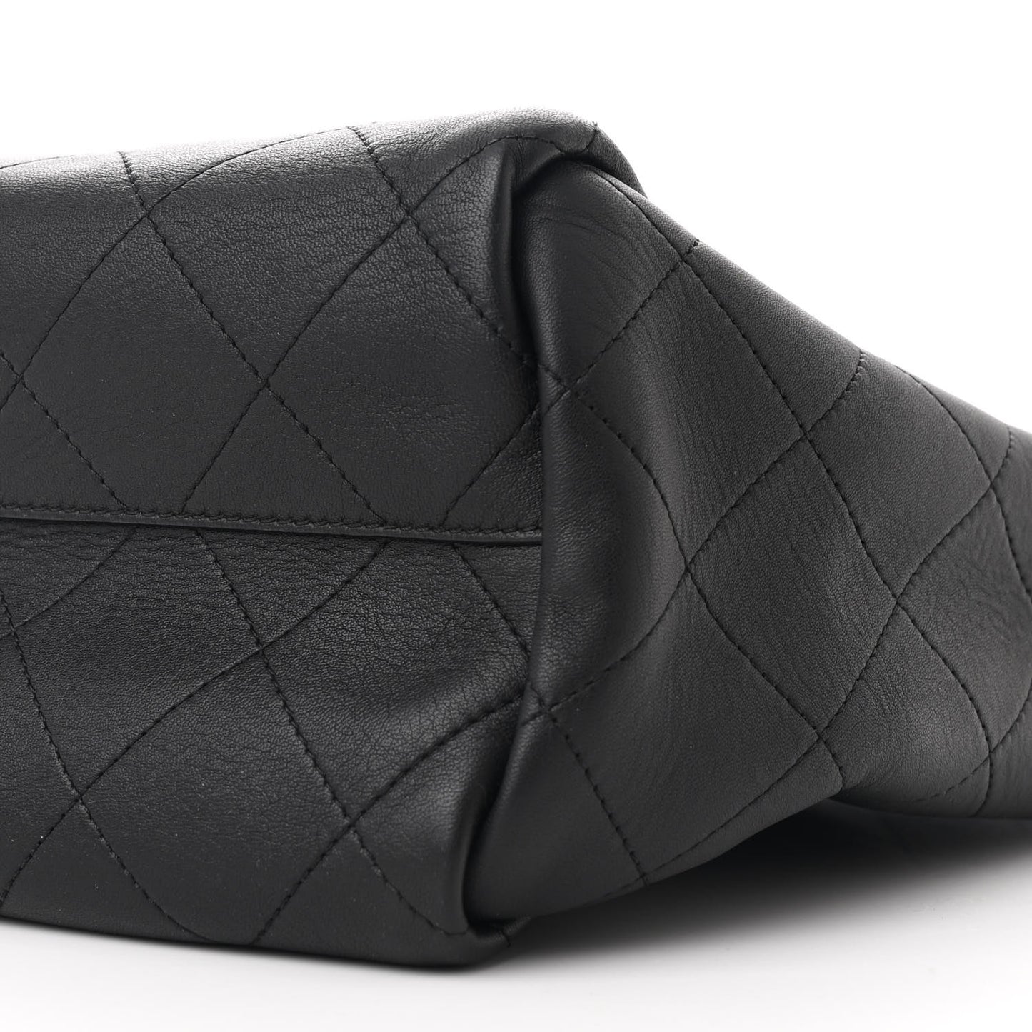 Caviar Stitched Large Lady Coco Shopping Tote Black