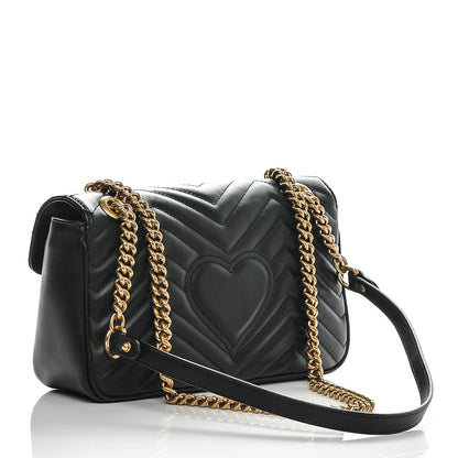 Gucci Calfskin Matelasse Small GG Marmont Shoulder Bag Black 3 of 6