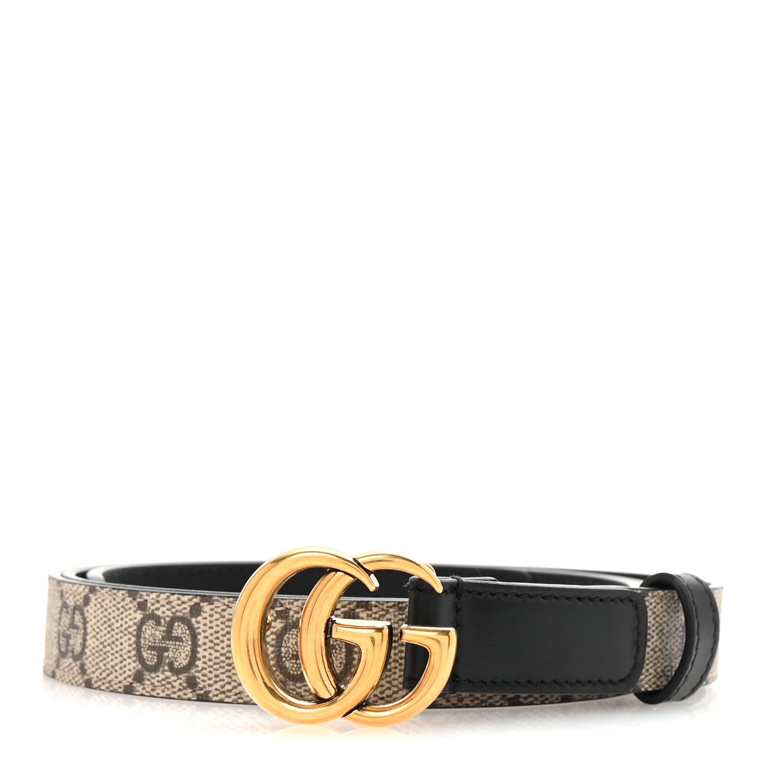Gucci GG Supreme Monogram Matte Plutone Calfskin Double G 20mm Belt 105 42 Beige Ebony New Acero 1 of 6