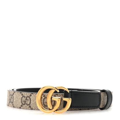 Gucci GG Supreme Monogram Matte Plutone Calfskin Double G 20mm Belt 105 42 Beige Ebony New Acero 1 of 6