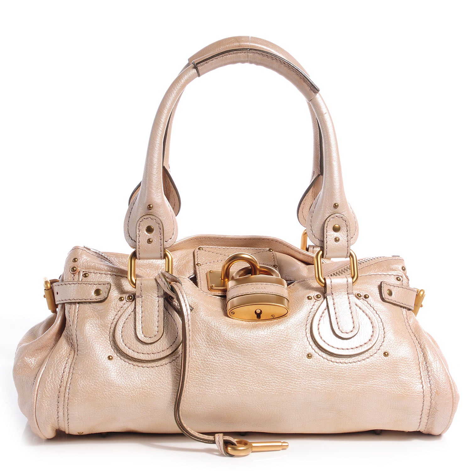 Chloe Leather Medium Paddington Satchel Metallic Beige 1 of 9