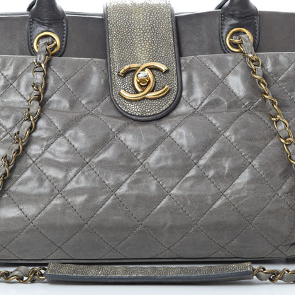 Chanel Glazed Calfskin Stingray Bindi CC Tote Grey 8 of 16