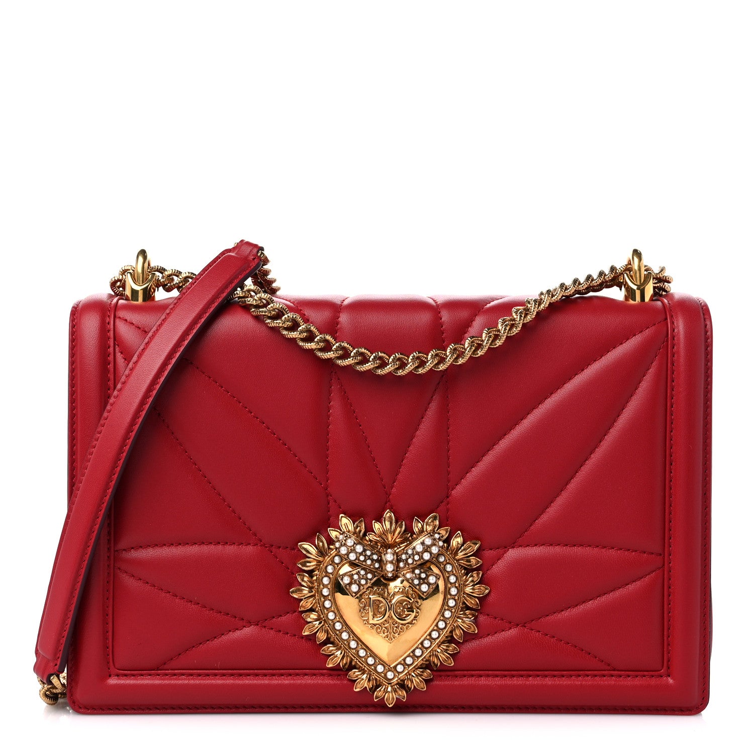 Dolce & Gabbana Calfskin Large Devotion Crossbody Bag Red 1 of 10
