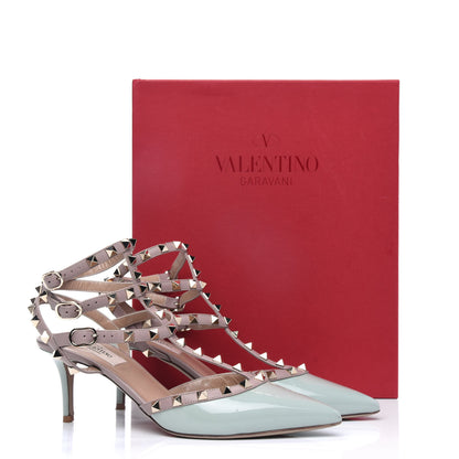 Valentino Garavani Patent Nappa Rockstud Ankle Strap 65mm Pumps 39 Water Green Poudre 22 of 22