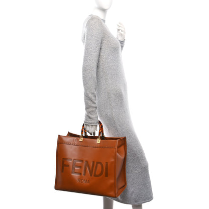 Fendi Vitello King Plexiglass Large Fendi Sunshine Shopper Tote Cuoio 2 of 9