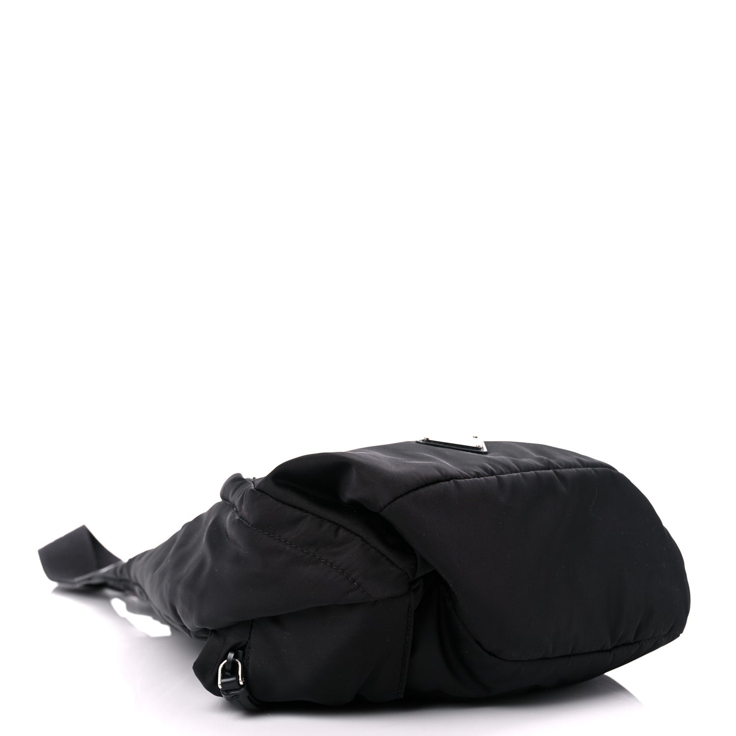 Re-Nylon Vitello Metal Triangle Logo Sling Backpack Black