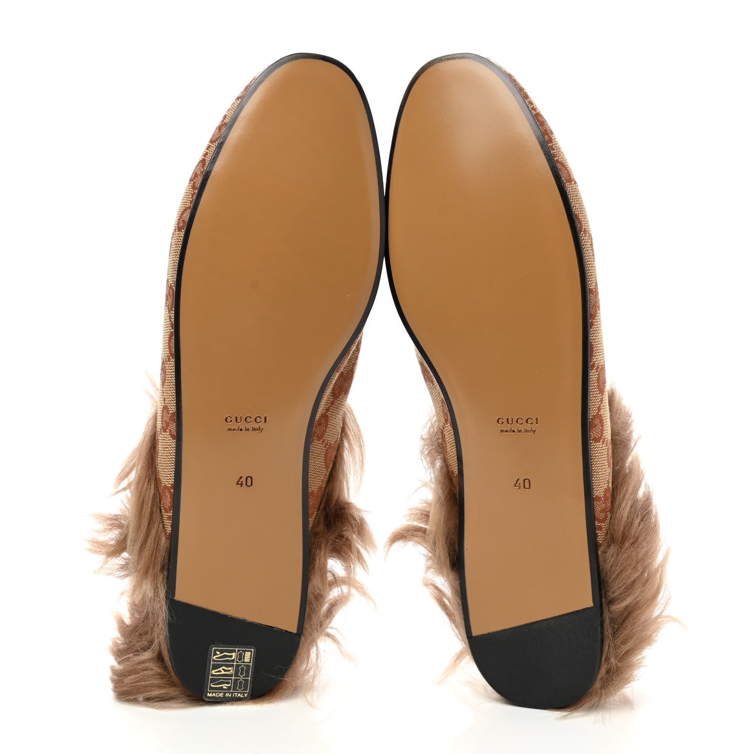Gucci GG Monogram Fur Womens Princetown Slippers 40 Beige Ruggine Rust 5 of 8
