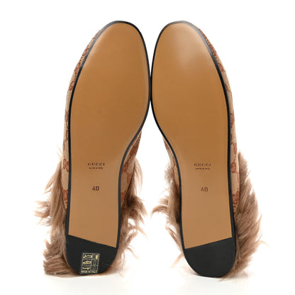 Gucci GG Monogram Fur Womens Princetown Slippers 40 Beige Ruggine Rust 5 of 8