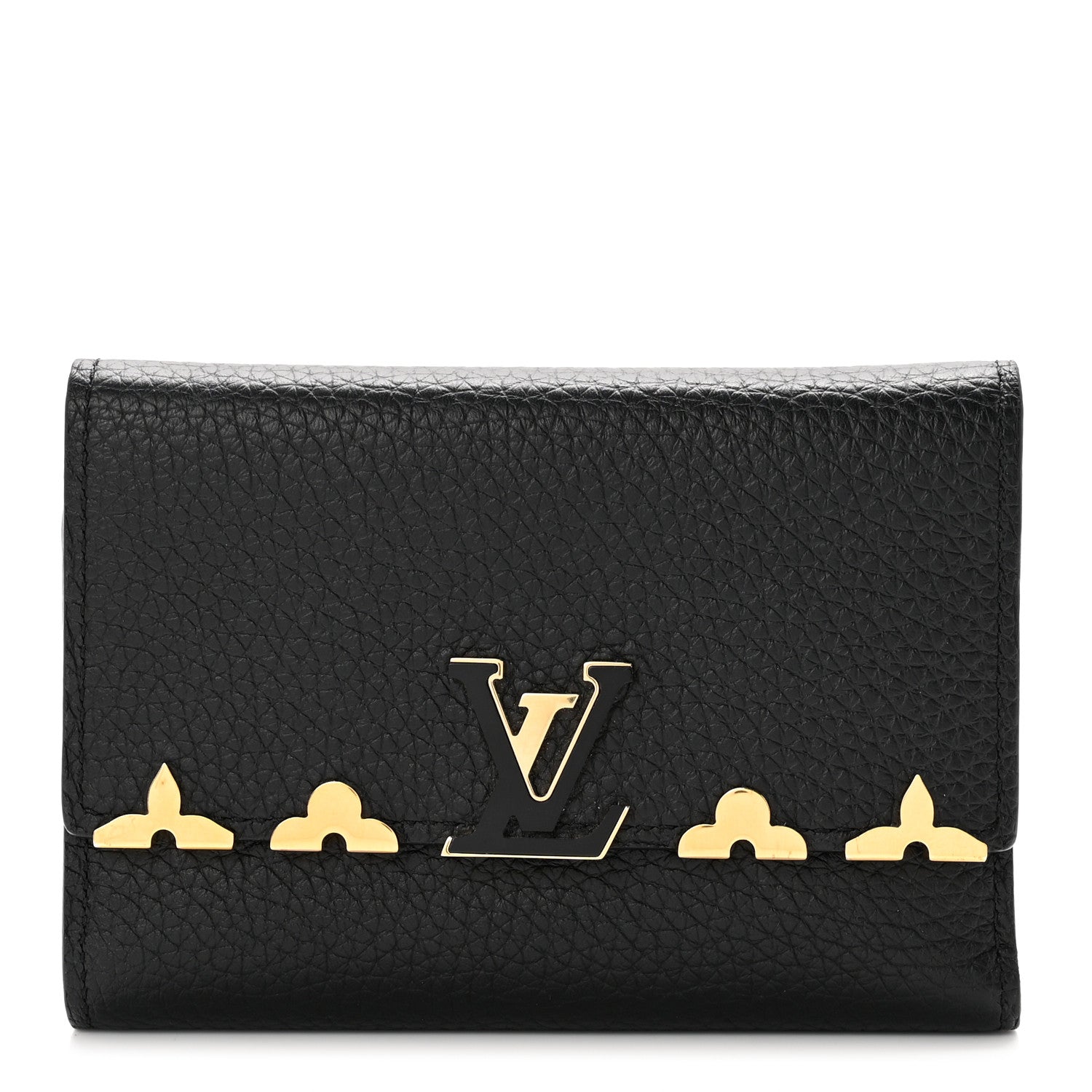 Louis Vuitton Taurillon Embellished Capucines Compact Wallet Black 1 of 7