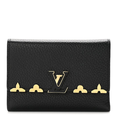 Louis Vuitton Taurillon Embellished Capucines Compact Wallet Black 1 of 7