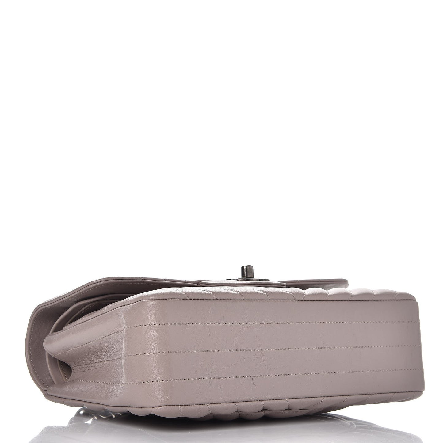 Metallic Crumpled Calfskin Quilted Small Double Flap Grey