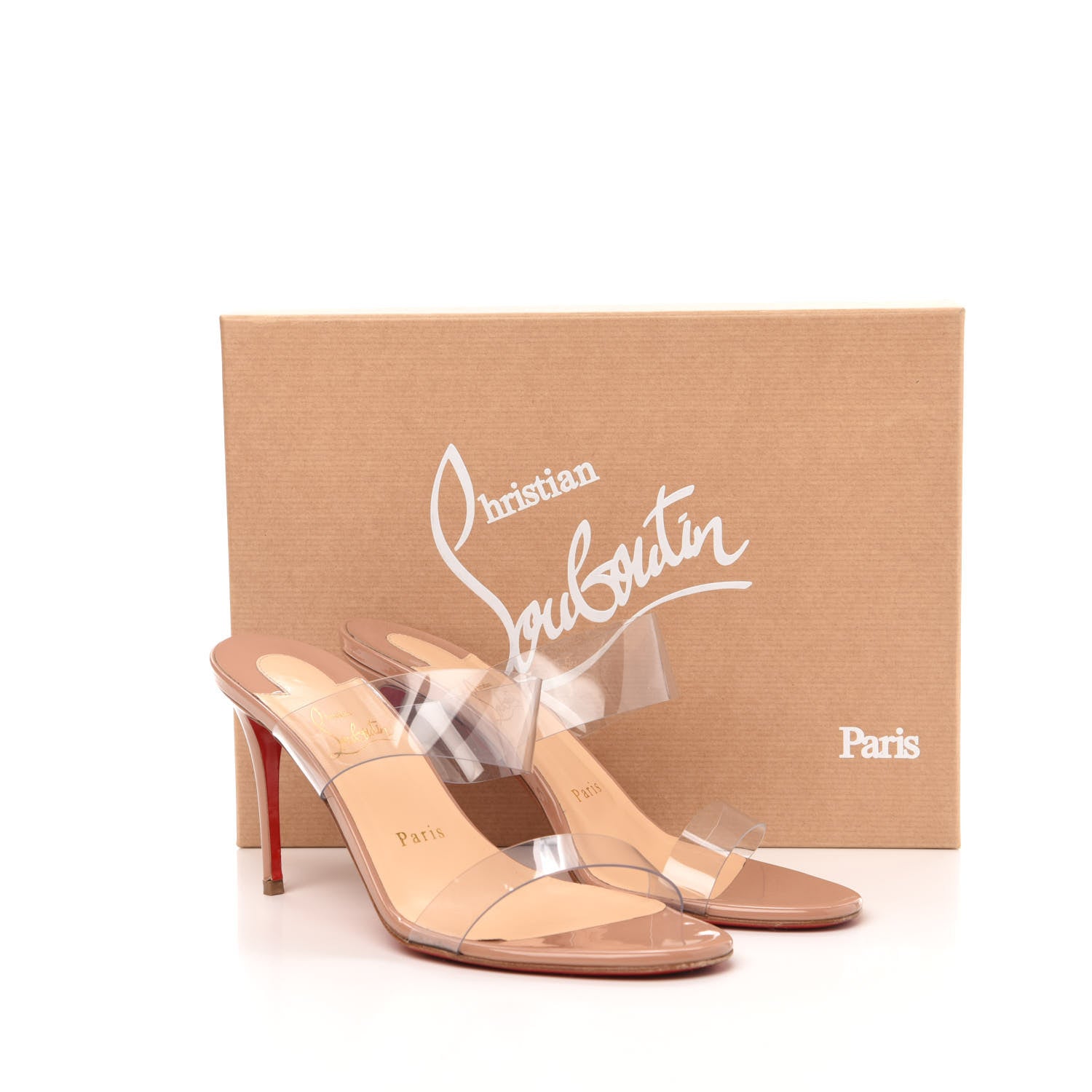 Christian Louboutin Patent PVC Just Nothing 85 Slide Sandals 38 Nude 8 of 8