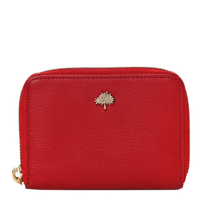 Mulberry Small Classic Grain Compact Zip Wallet Red 1 of 11
