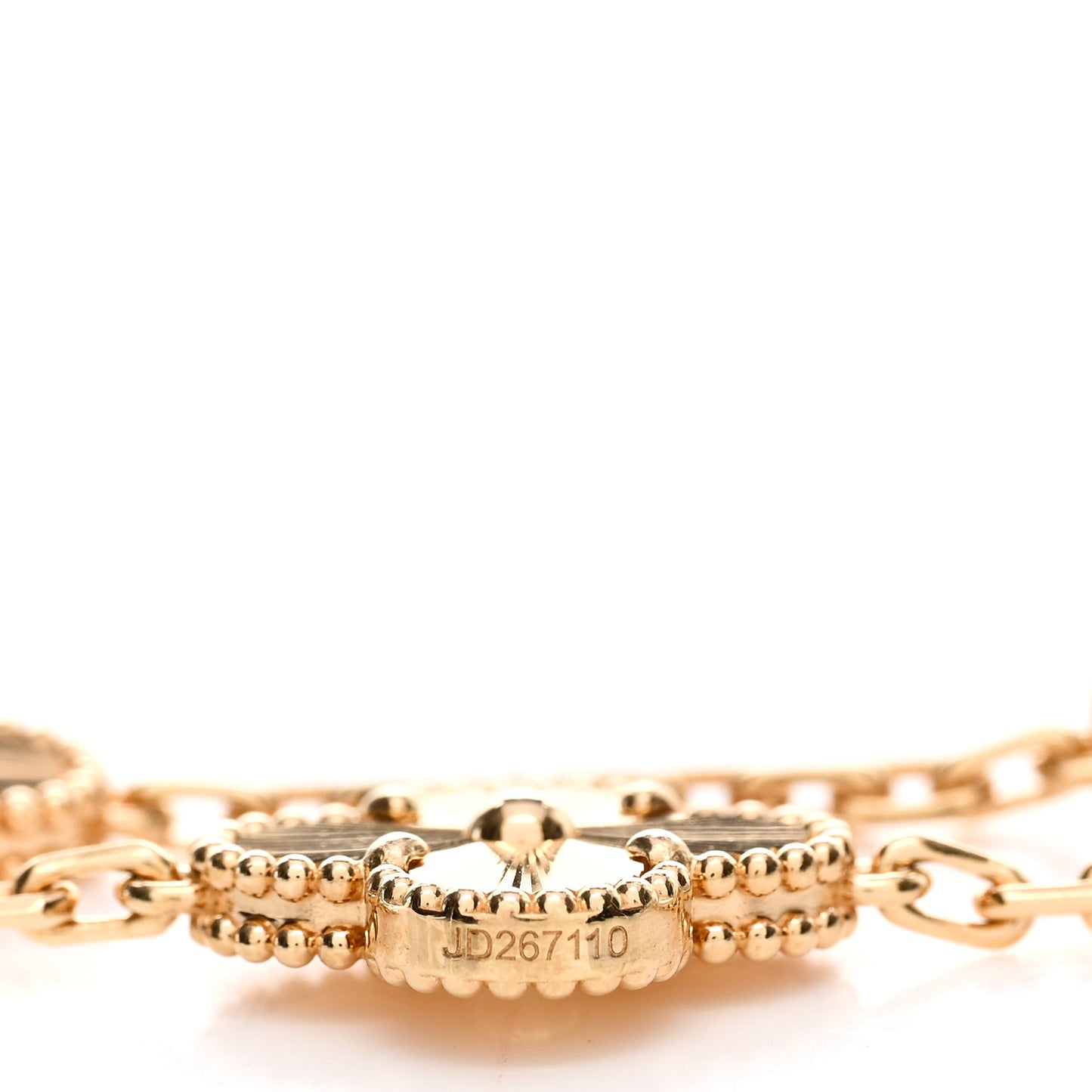 18K Yellow Gold 5 Motifs Guilloche Vintage Alhambra Bracelet