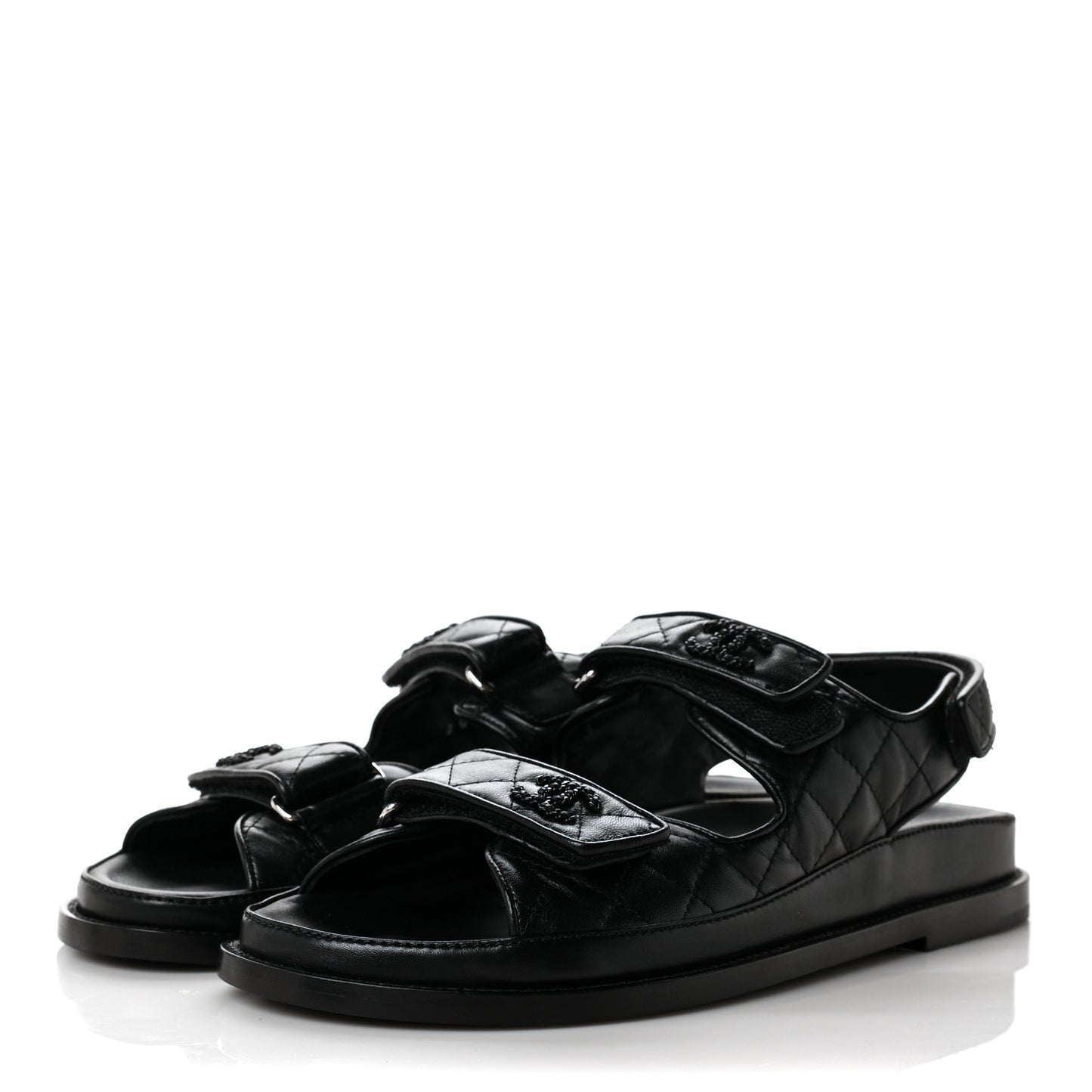 Lambskin Velcro Dad Sandals 39.5 Black