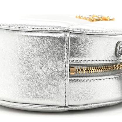 Chanel Metallic Lambskin Quilted Chanel 19 Round Clutch With Chain Silver 8 of 11