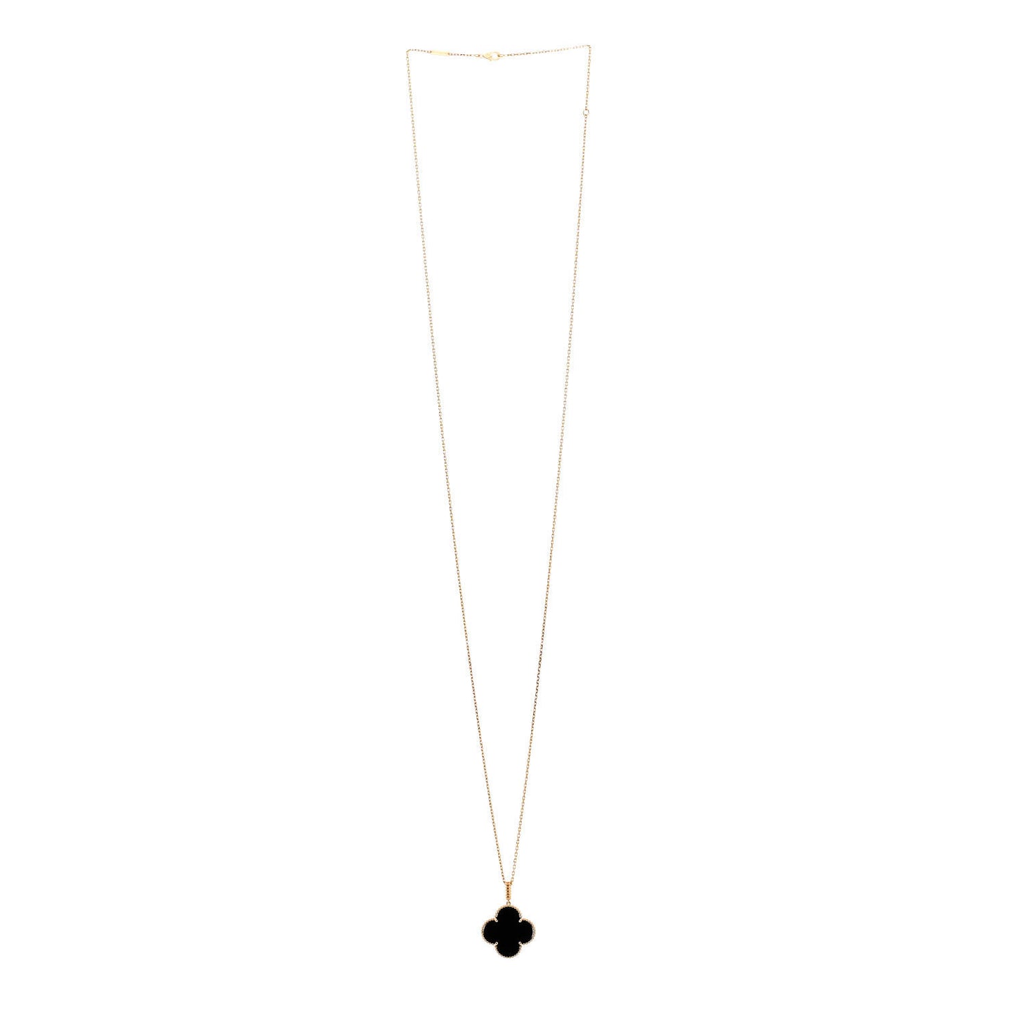 18K Yellow Gold Black Onyx Magic Alhambra Pendant Necklace